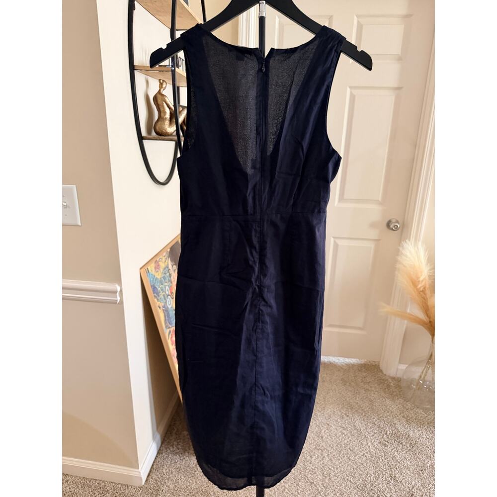 Venus 100% Cotton Black Plunge Neck Dress EUC 2